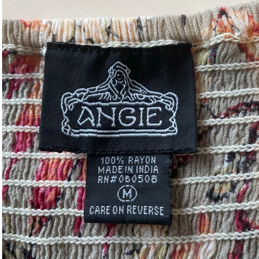 Angie Cutout Front Boho Romper Sz M Pockets Smocked Back V-Neck Flutter Sleeves - Picture 3 of 12